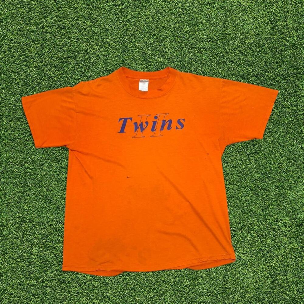 90s twins tee vintage orange